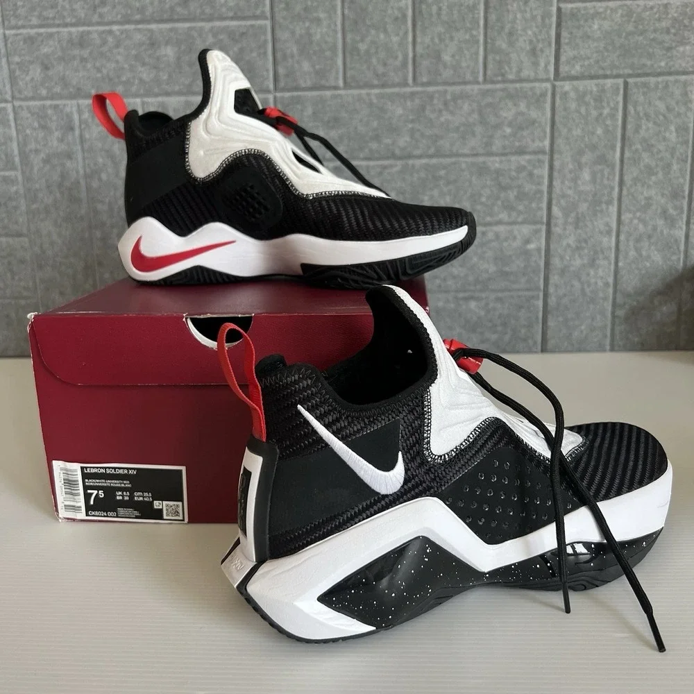 Nike Lebron Soldier 14 Black White Mens Size 7.5 Shoes CK6024-002